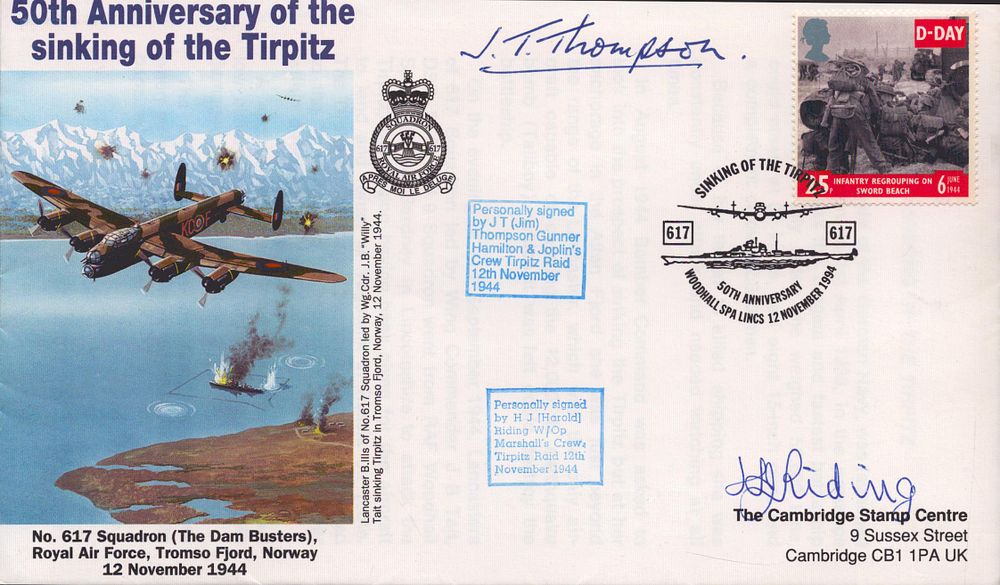 Lot 193: WW2 cover sinking of the Tirpitz signed by...