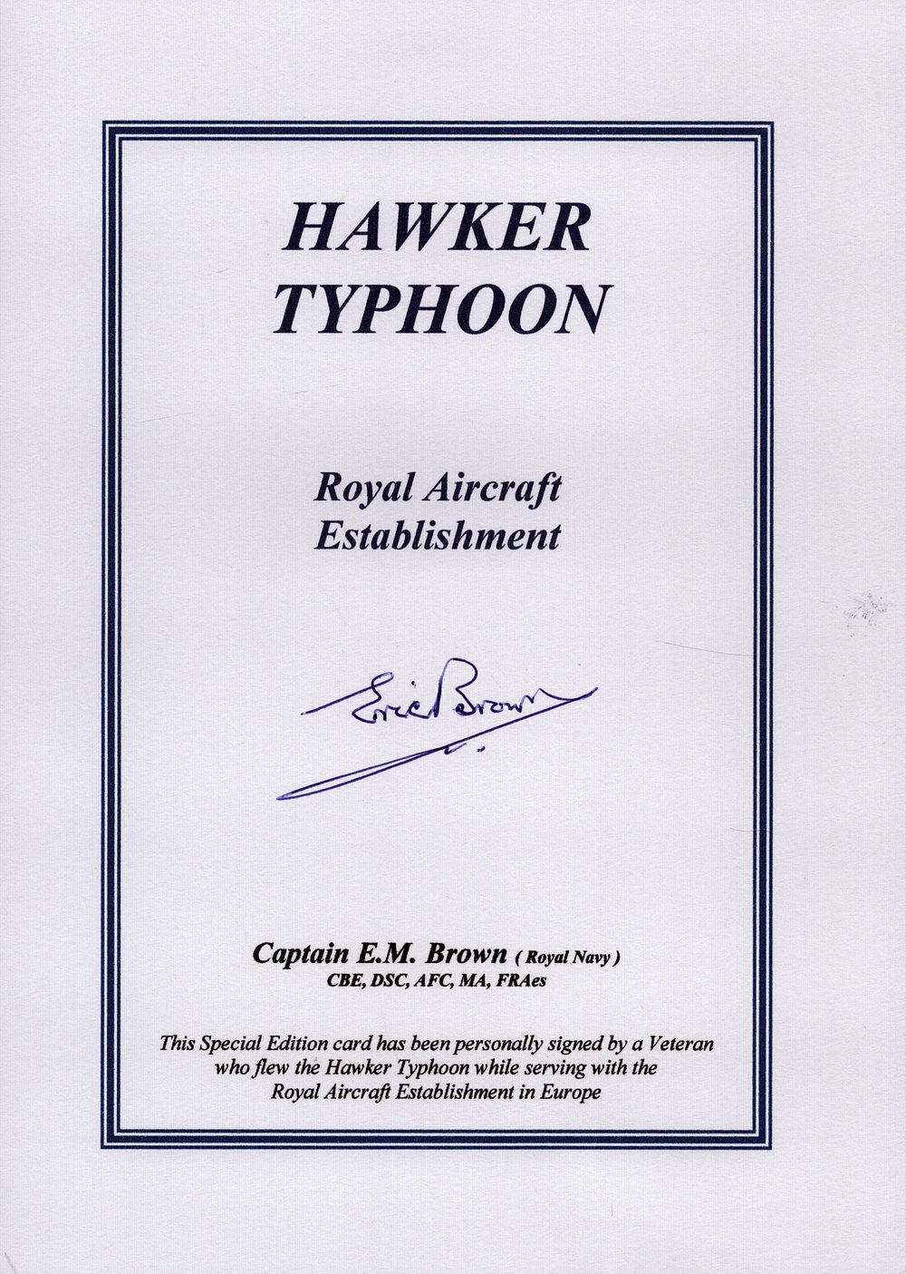 Lot 201: WW2 Capt Eric Winkle Brown DFC AFC signed...
