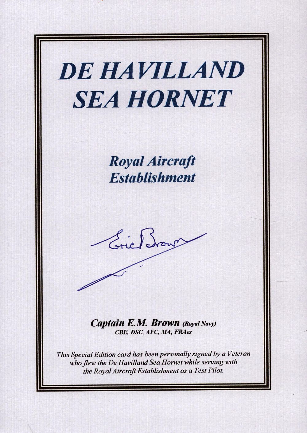 Lot 202: WW2 Capt Eric Winkle Brown DFC AFC signed...