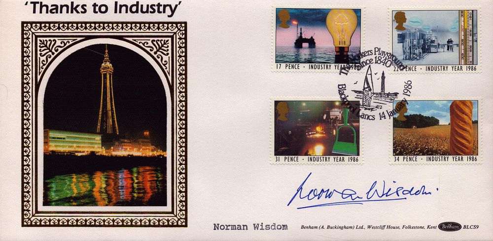 Lot 203: Comic legend Norman Wisdom signed rare Benham official...