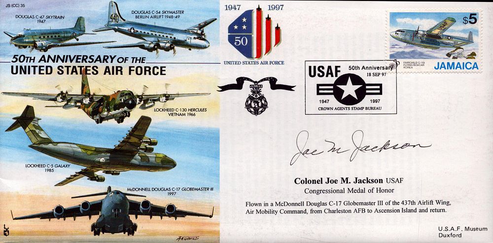 Lot 206: Col Joe Jackson Medal of Honor signed RAF...