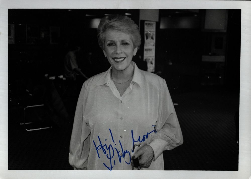 Lot 233: Libby Morris signed 7x5inch black and white photo....