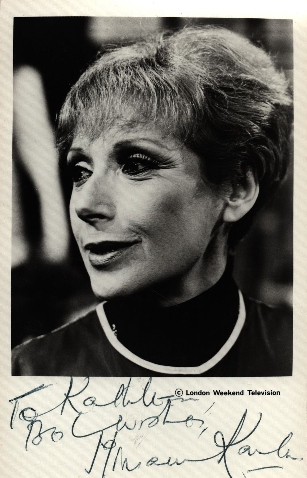 Lot 281: Miriam Karlin signed 6x4inch black and white photo....