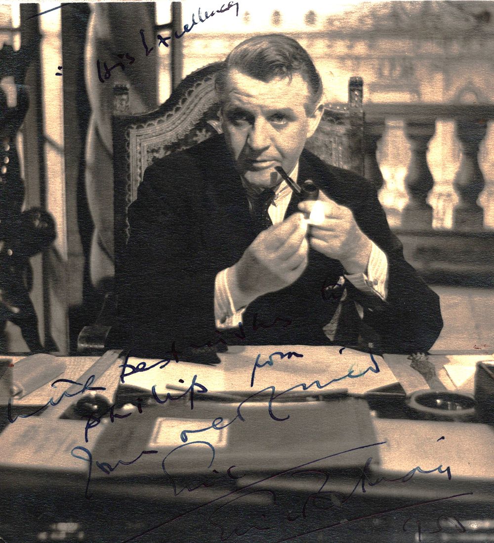 Lot 369: Eric Portman signed 6x6inch black and white photo....