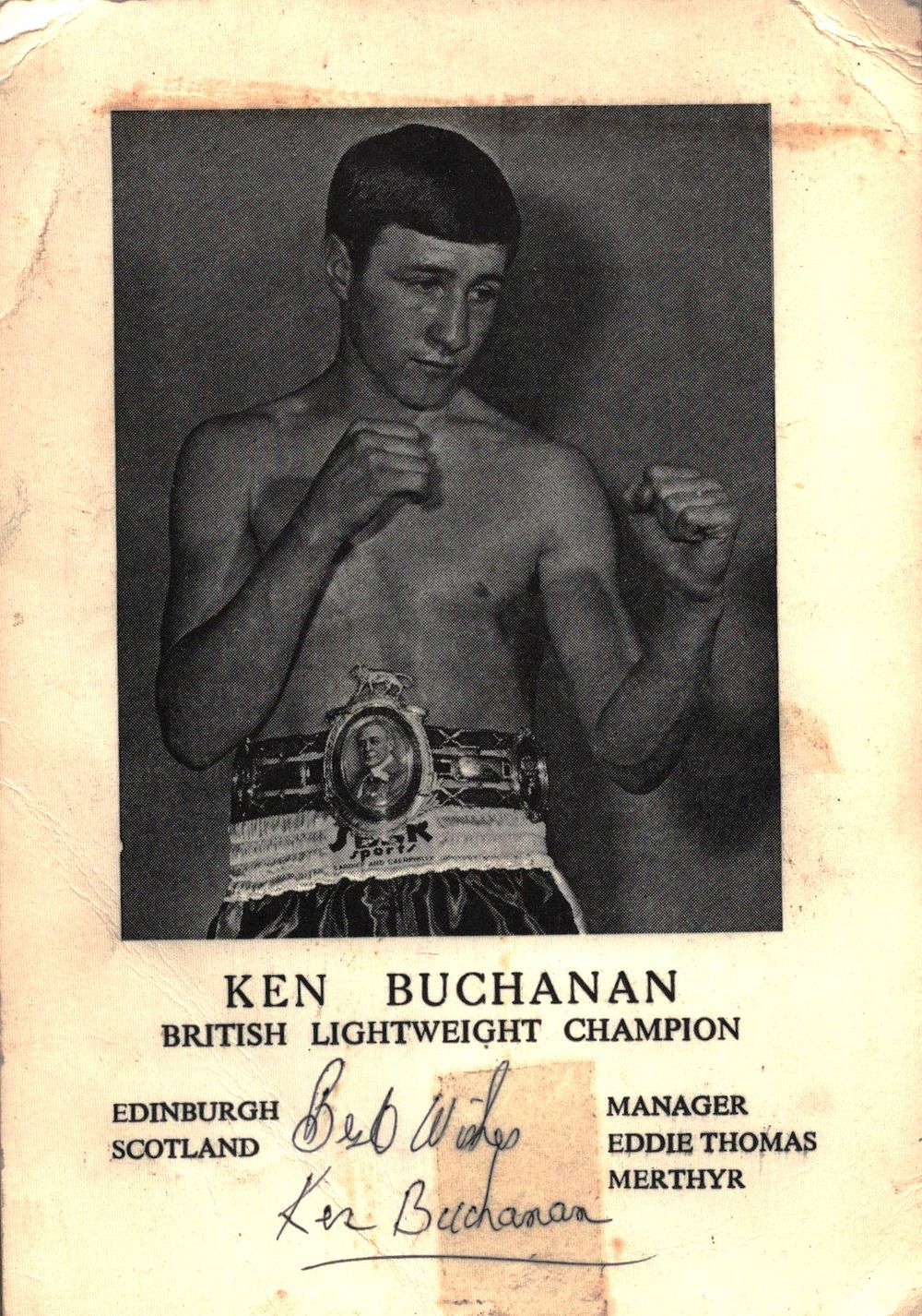 Lot 381: Ken Buchanan signed 6x4inch black and whit4e photo....