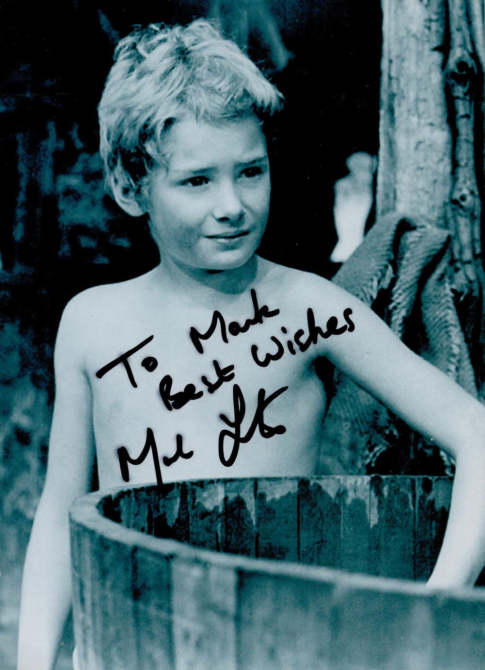 Lot 431: Mark Lester signed 7x5 inch black & white...