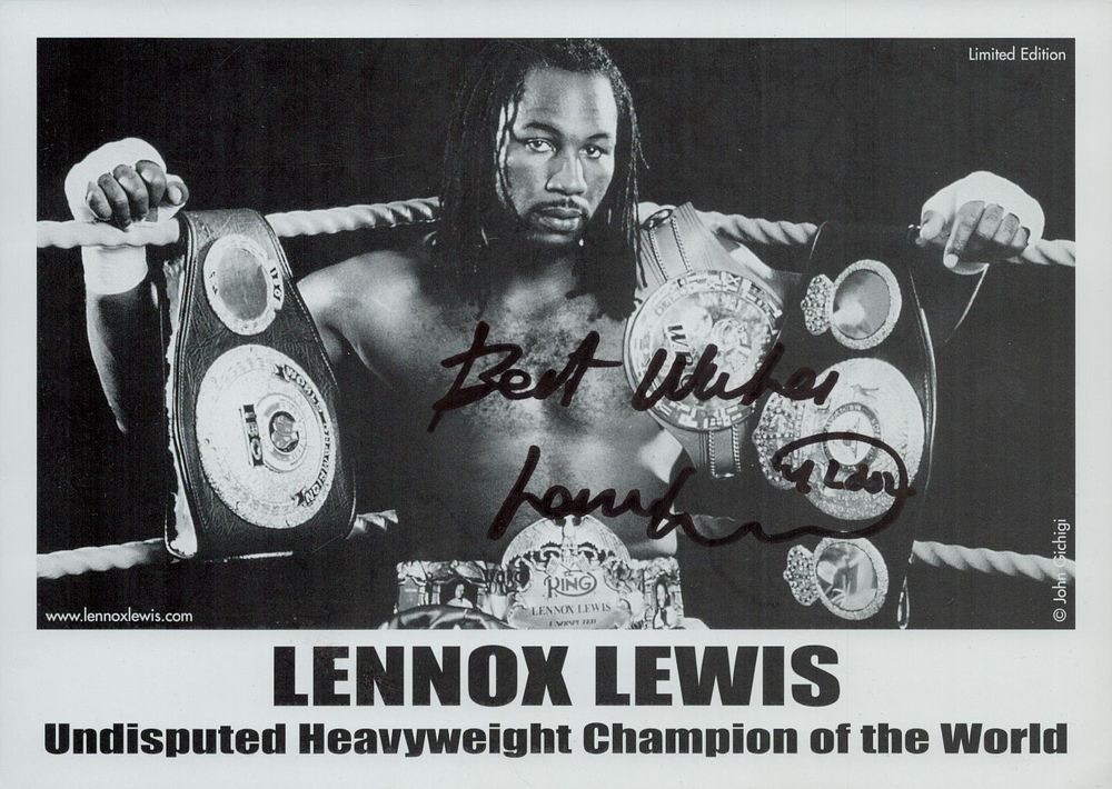 Lot 453: Boxing Lennox Lewis signed 8x6 inch Approx promo...