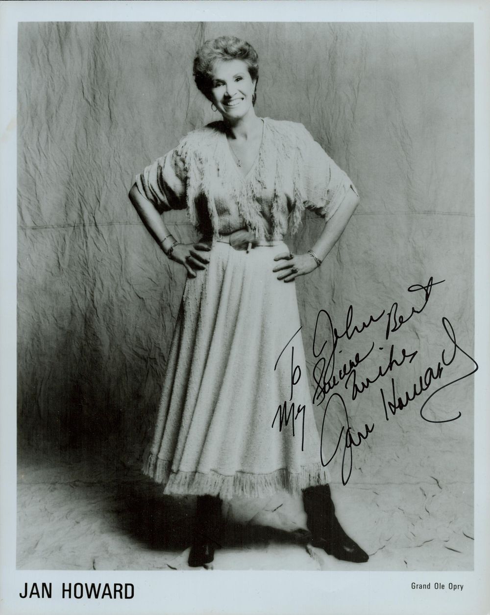Lot 460: Jan Howard signed 10x8 inch promo black &...