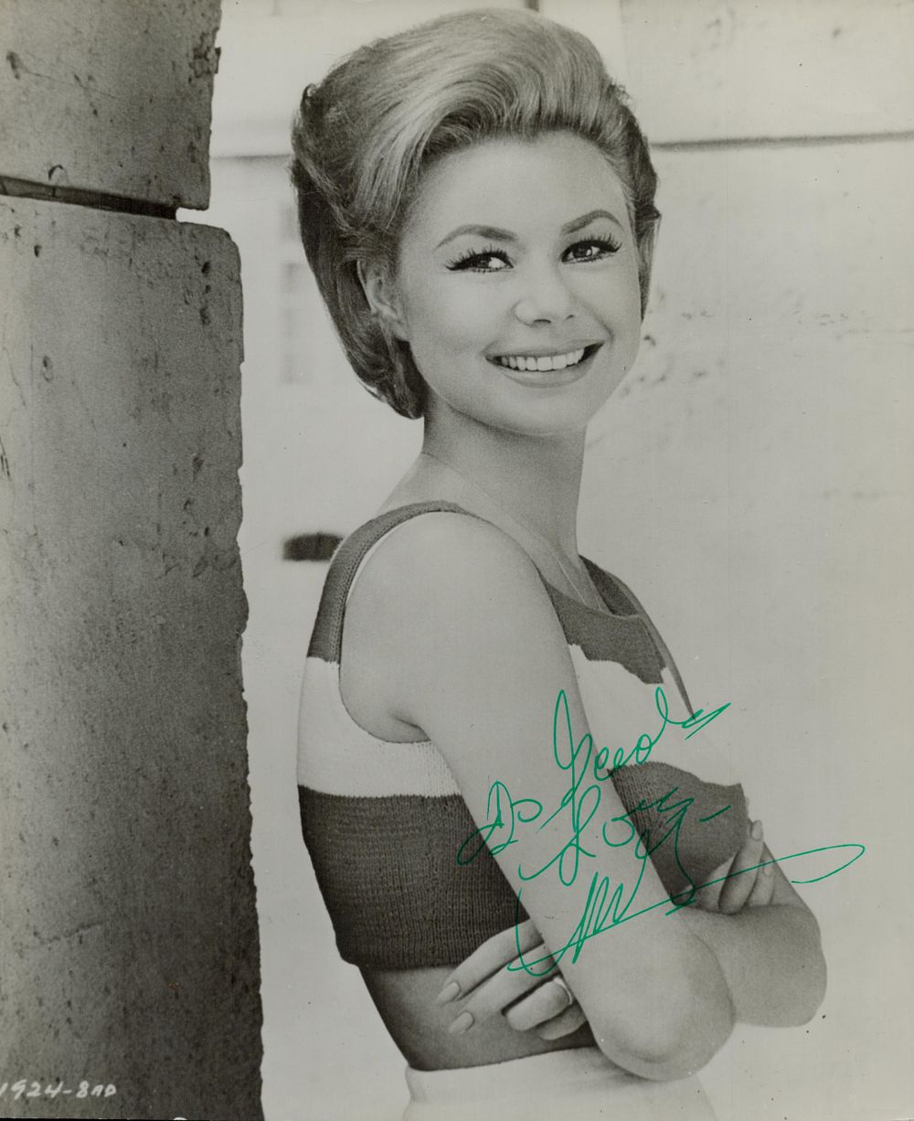 Lot 466: Mitzi Gaynor signed 9x7.5 inch vintage black &...