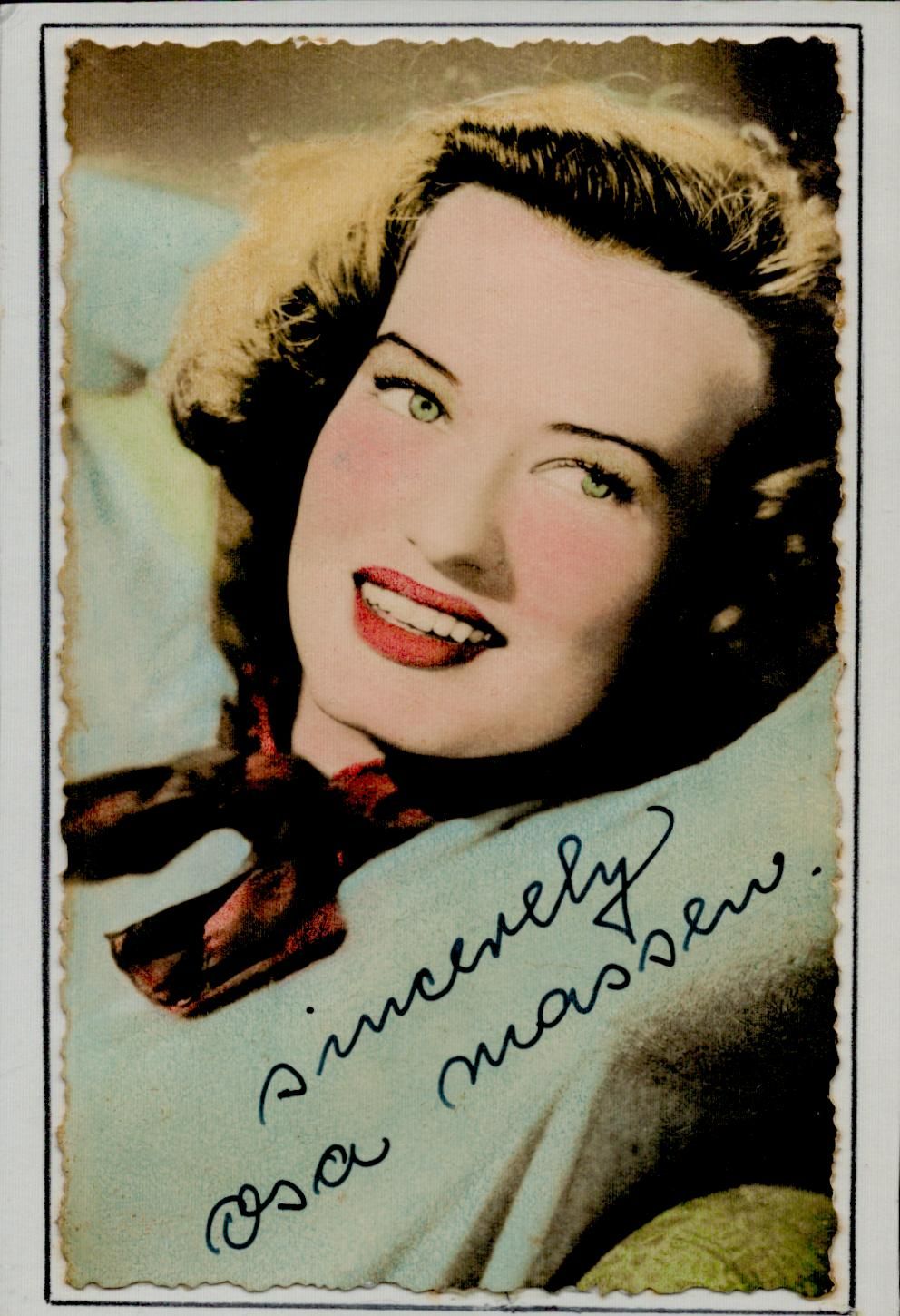 Lot 491: Osa Massen signed 5x3.5 inch Approx vintage colour...