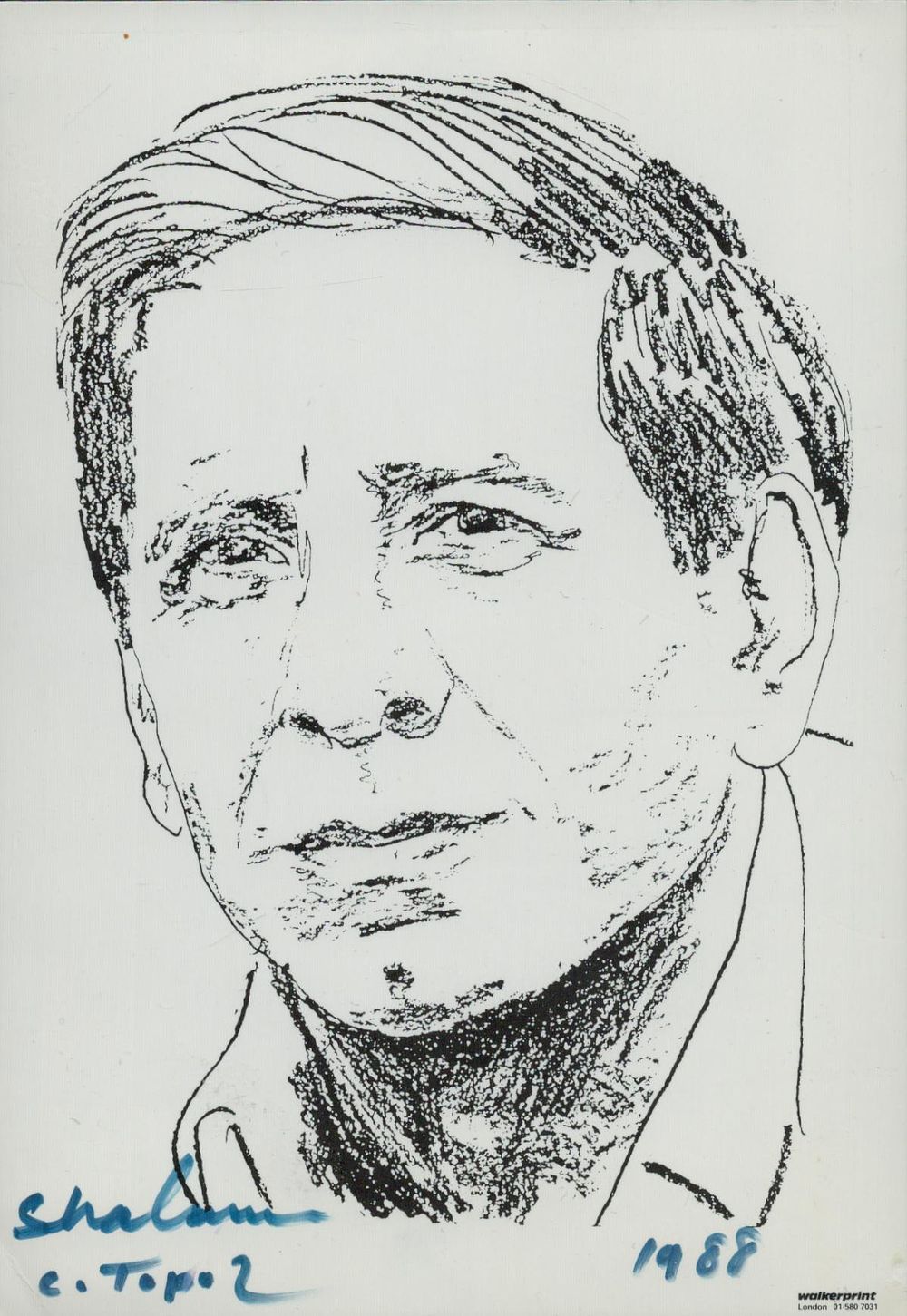 Lot 494: Chaim Topol 6x4 inch black & white illustration...