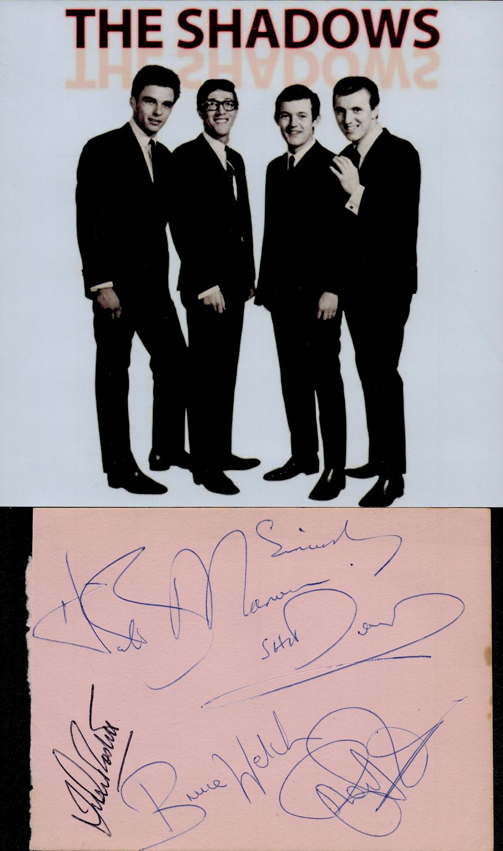 Lot 498: Multi signed Vintage Album Page By Hank Marvin,...