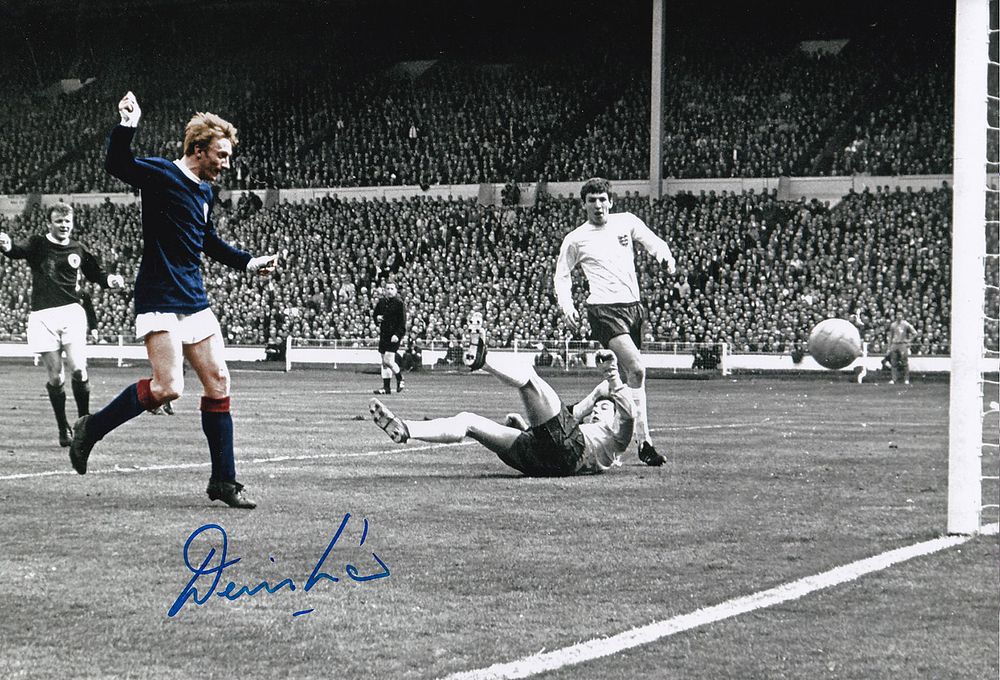 Lot 530: Autographed DENIS LAW 12 x 8 photo :...