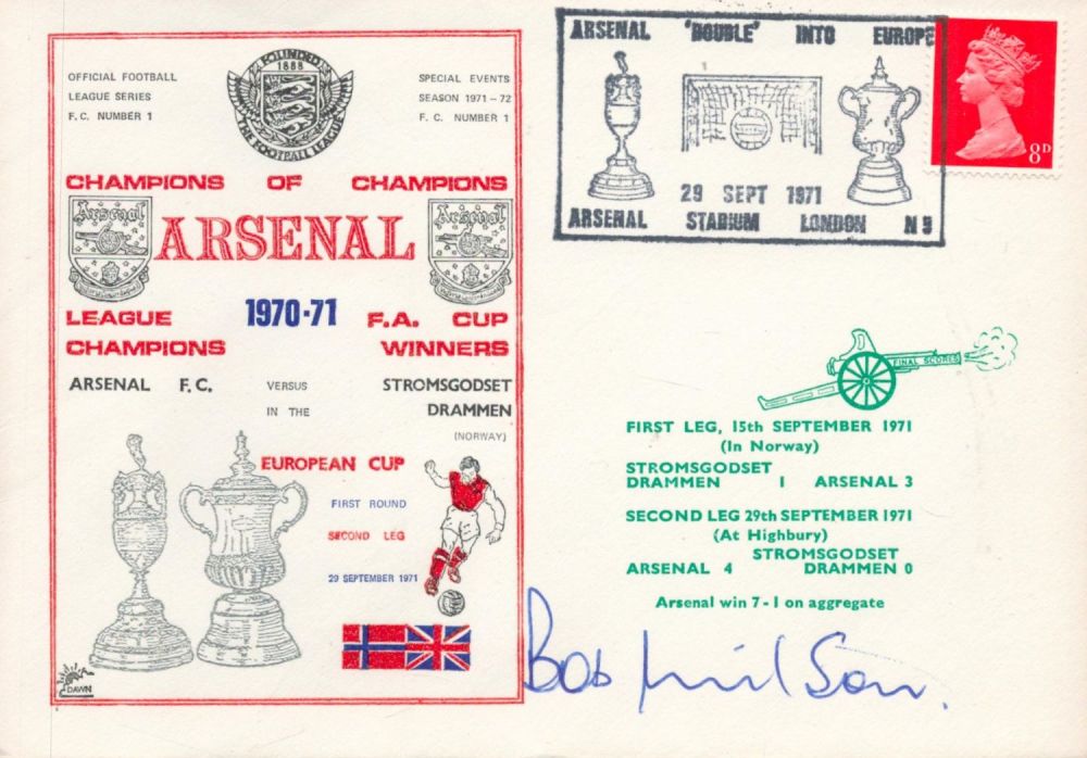 Lot 766: Arsenal V Stromsgodset 1971 Dawn Football First Day...
