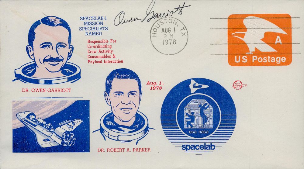 Lot 551: FDC Dr. Owen Garriott signed 'esa nasa Spacelab'....