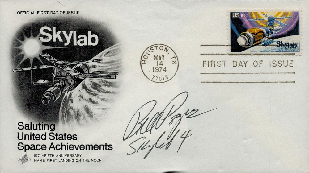 Lot 555: FDC Bill Pogue signed single stamp plus postmarked...