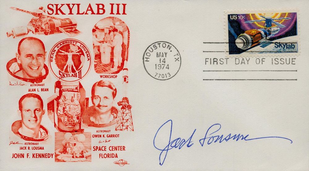 Lot 556: FDC Jack R. Lousma signed single stamp plus...
