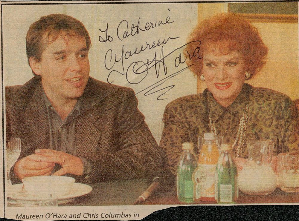 Lot 596: Maureen O'Hara signed 6x4 inch Approx newspaper cutting....
