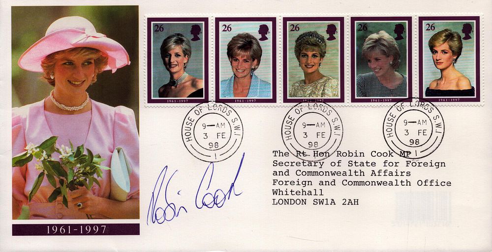 Lot 617: Rt Hon Robin Cook MP signed Lady Diana...