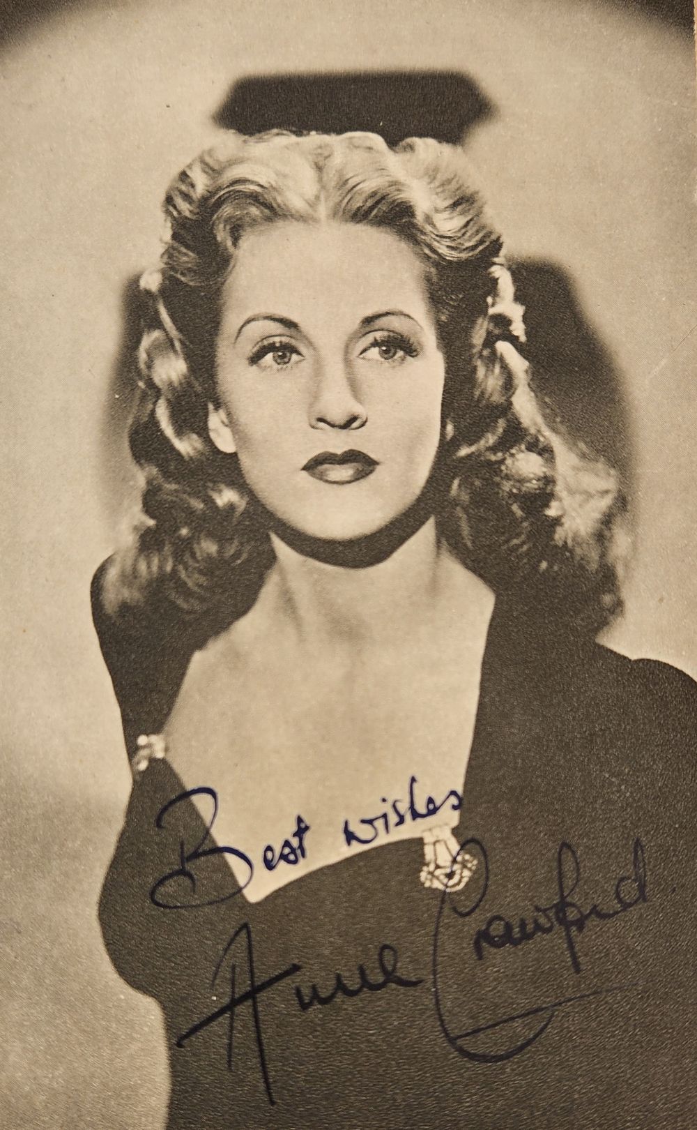 Lot 629: Anne Crawford signed 5.5x3.5 inch Approx black &...