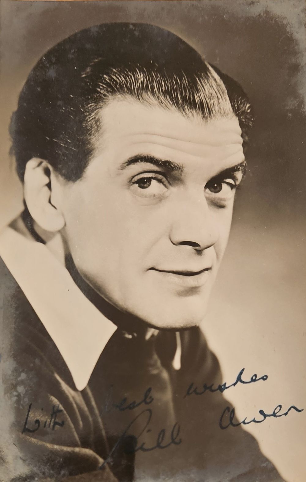 Lot 635: Bill Owen signed 5.5x3.5 inch black & white...