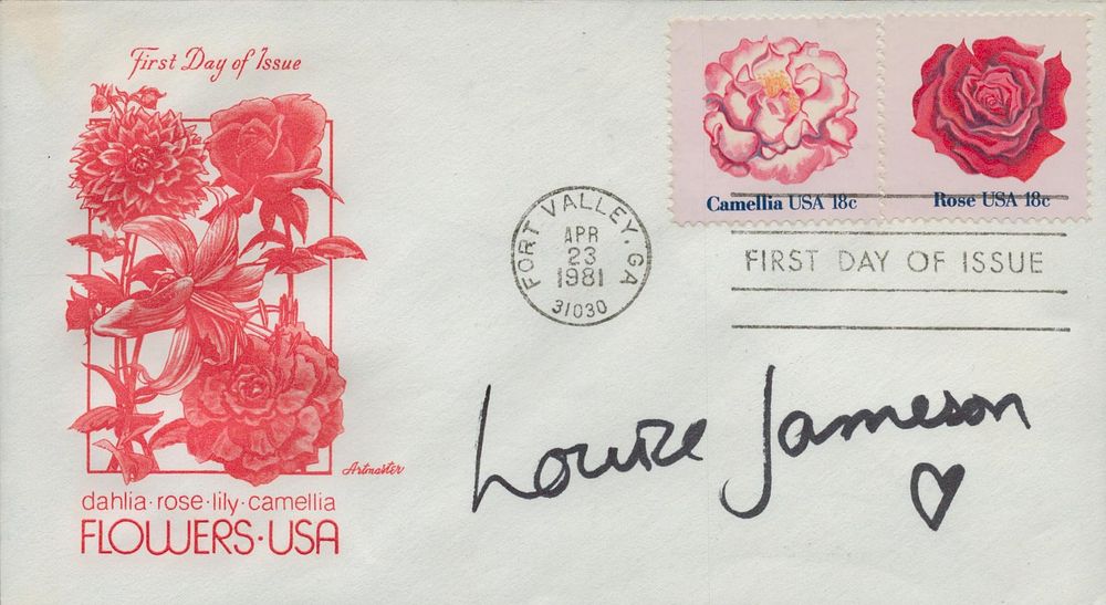 Lot 651: Louise Jameson signed Flowers USA FDC PM Fort...