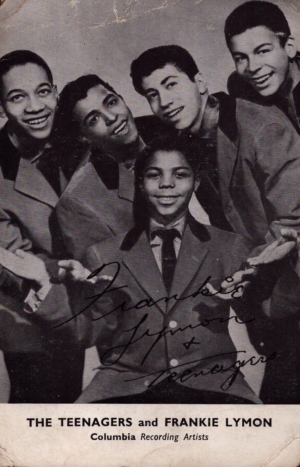 Lot 685: Frankie Lymon and the Teenagers signed 6x4 inch...
