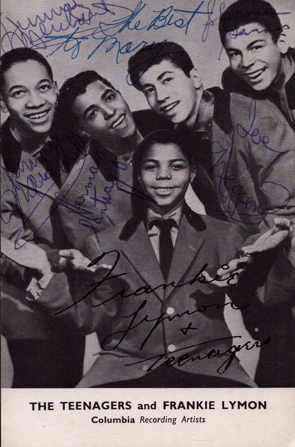 Lot 689: Frankie Lymon and the Teenagers multi signed 6x4...