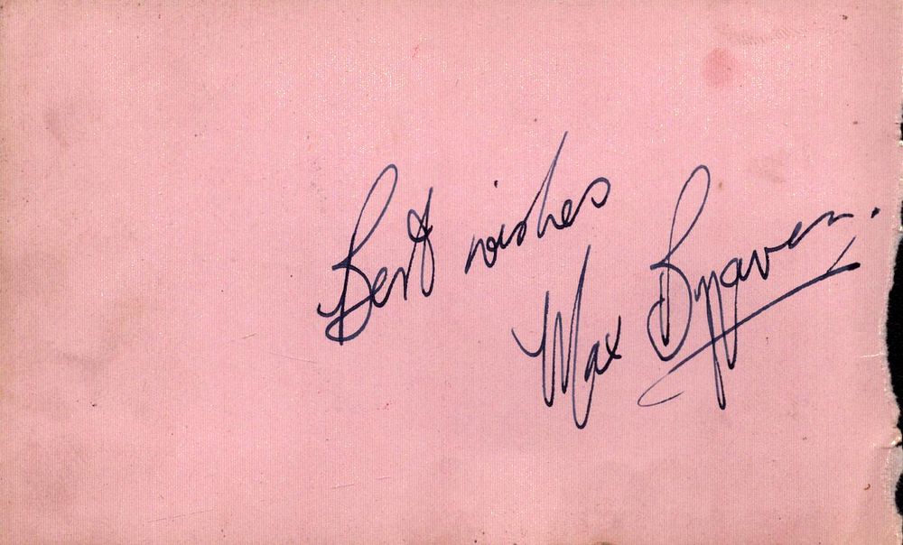 Lot 699: Max Bygraves signed 5x3 inch album page. Good...
