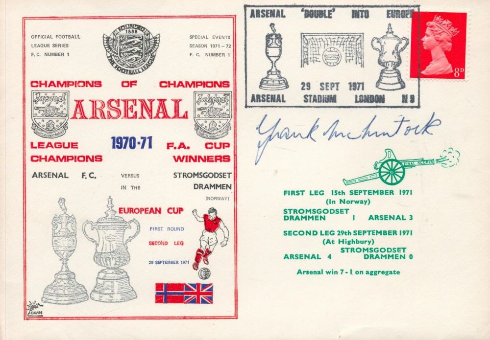 Lot 784: Arsenal V Stromsgodset 1971 Dawn Football First Day...