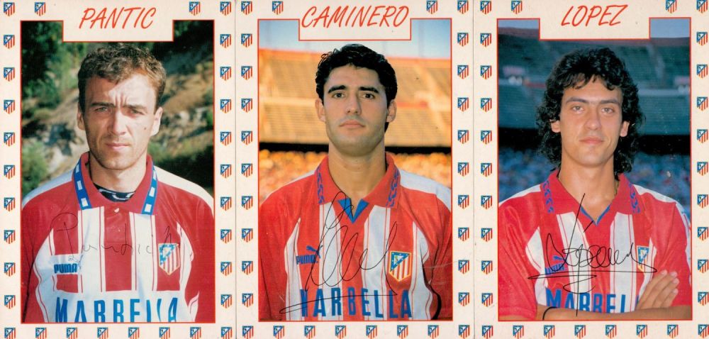 Lot 807: Football autographs 3 X Atletico Madrid Signed Postcards...