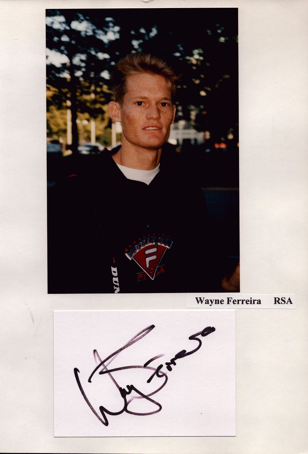 Lot 646: Wayne Ferreira signature piece including signed white card...