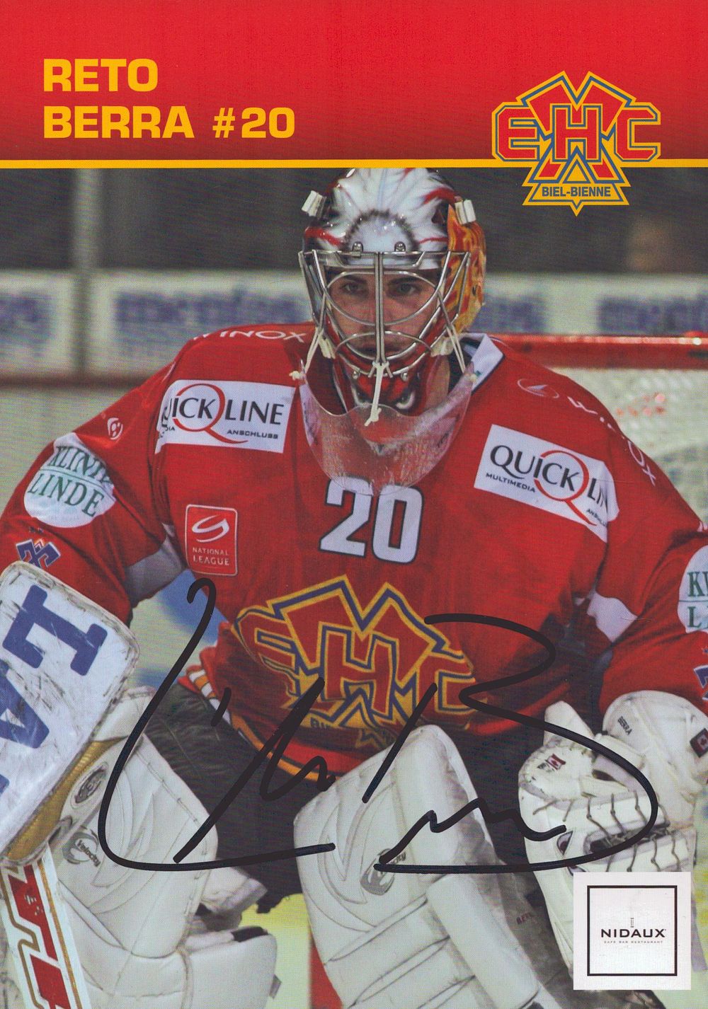 Lot 649: Reto Berra signed 8x6 inch colour promo photo....