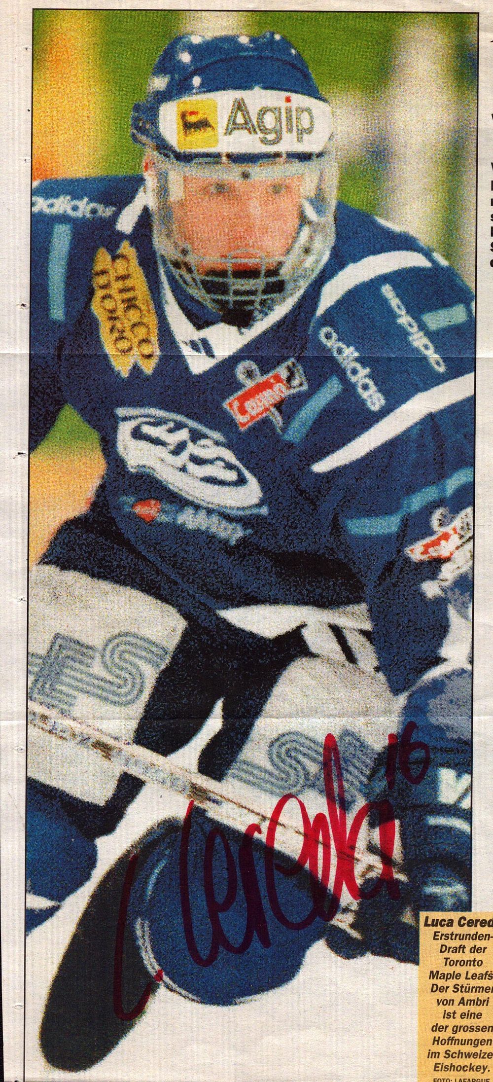 Lot 653: Luca Cereda signed 11x5 inch newspaper photo. Good...