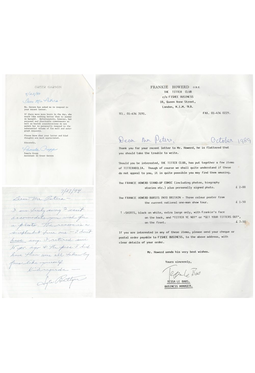 Lot 672: TLS and ALS collection of 3 letters. Signatures...