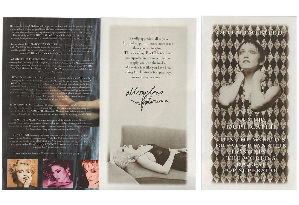Lot 675: Madonna printed Often Imitated Never Duplicated booklet. Good...