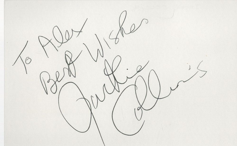 Lot 678: Jackie Collins signed 6x4inch white album page. Good...