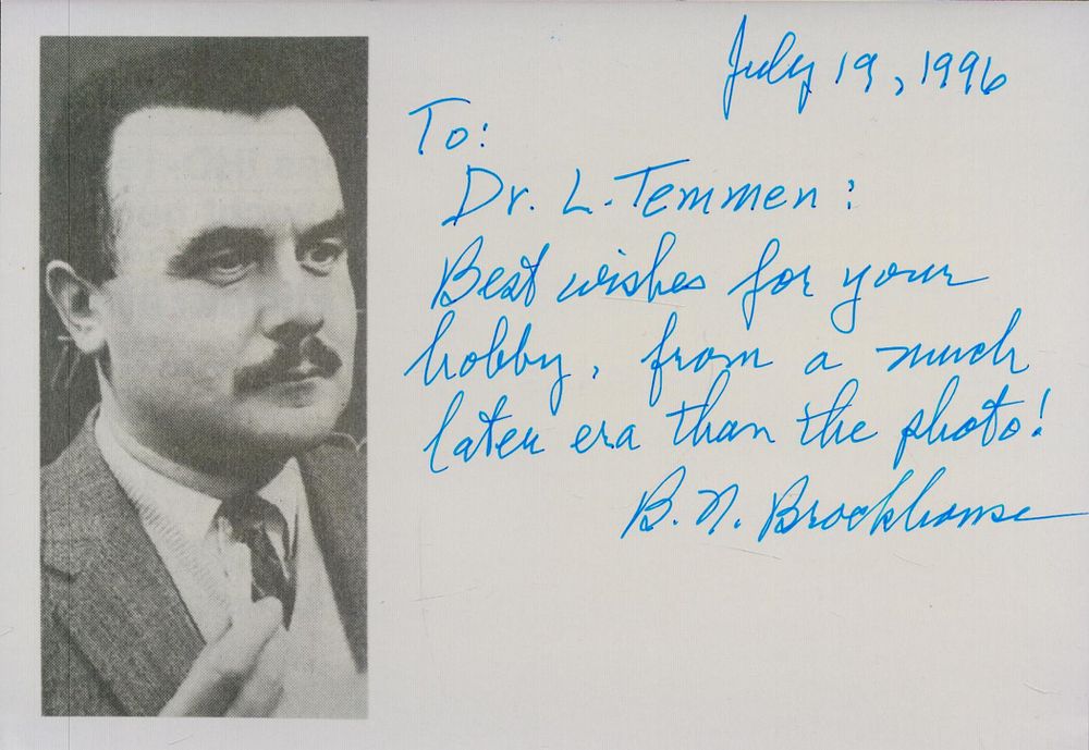 Lot 700: Bertram Brockhouse signed 6x4inch signature piece. Dedicated. Good...