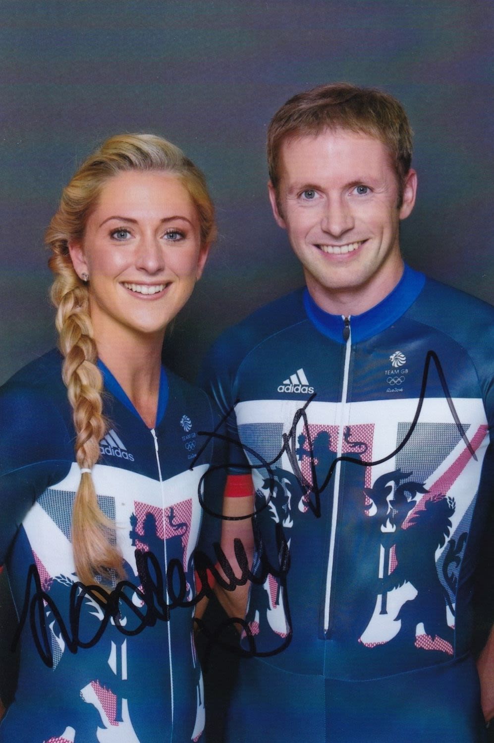 Lot 206: Jason and Laura Kenny, Olympic Cycling Winners, 6x4...