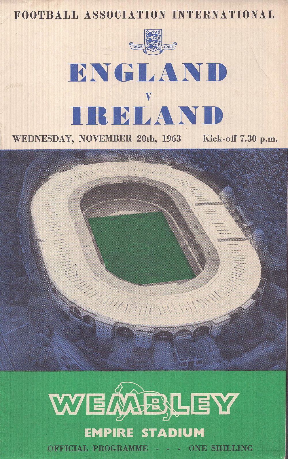 Lot 164: England v Ireland 20th September 1963 Wembley Empire...