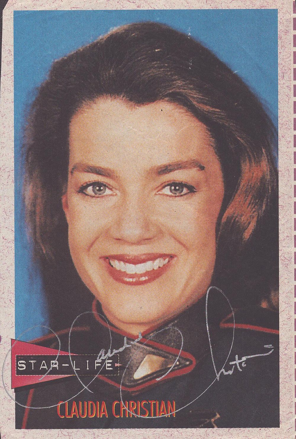Lot 189: Claudia Christian signed 6x4 inch colour magazine photo....
