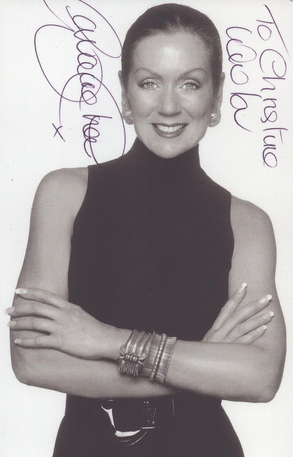 Lot 198: Lorraine Chase signed 5.5x3.5 inch black and white...