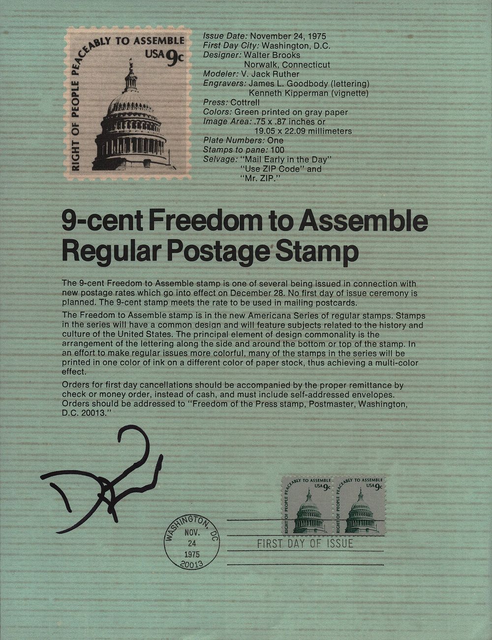 Lot 243: Brian Keith signed 9-cent freedom to Assemblem regular...
