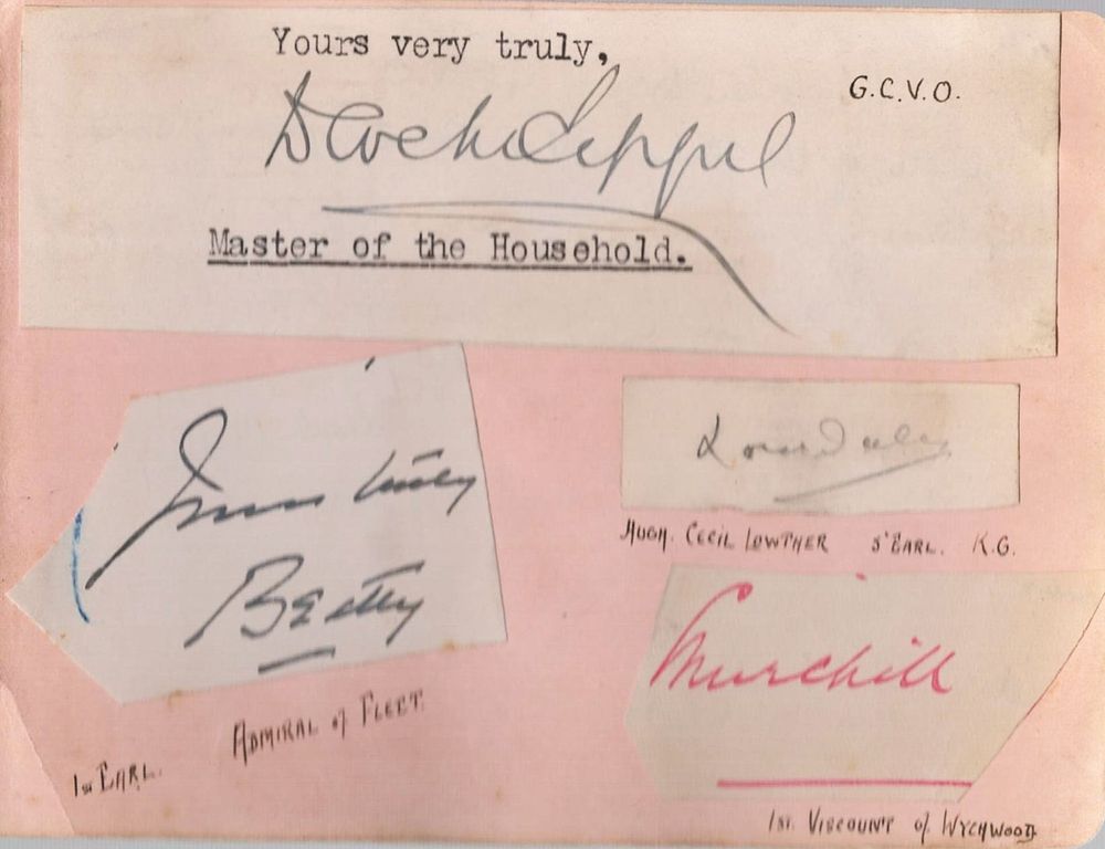 Lot 433: Vintage multi-signed piece with signatures affixed to a...