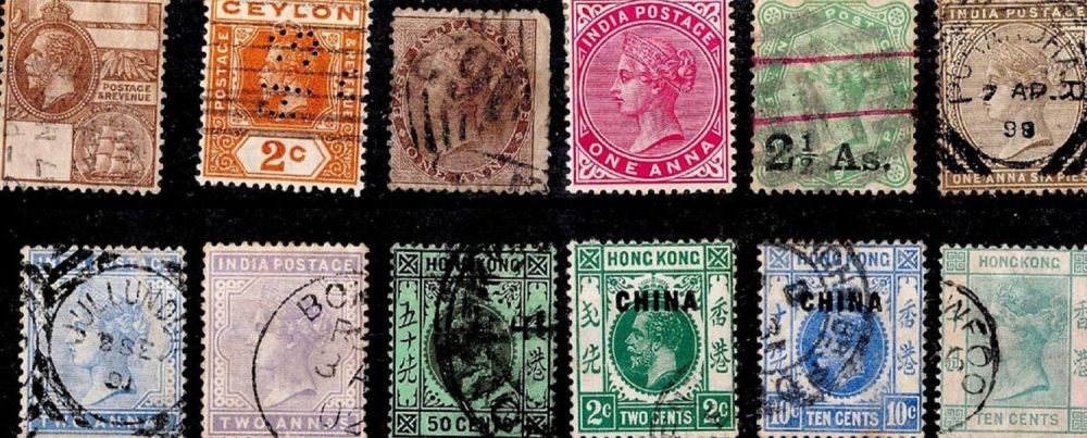 Lot 212: Stockcard with old British Common Wealth Includes Hong...