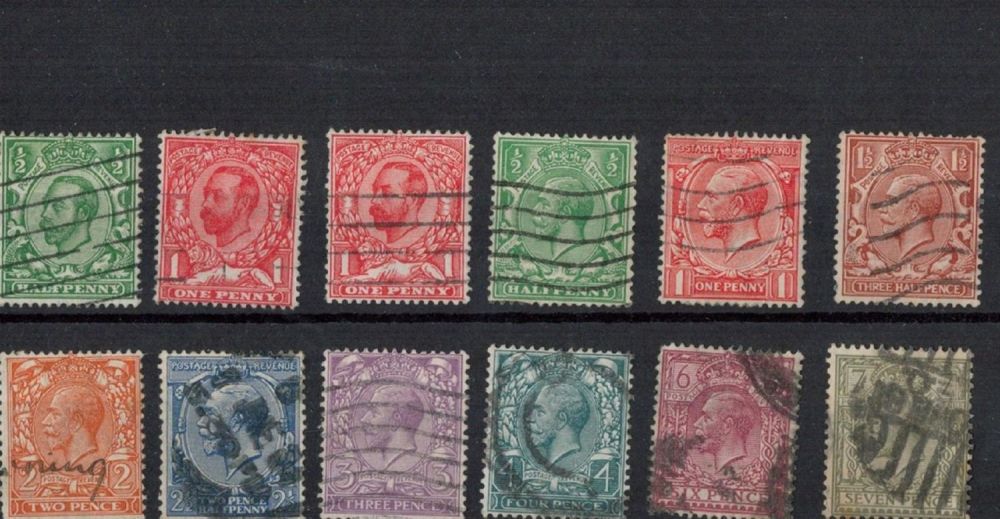 Lot 224: GB GV 12 Stamps On Stockcard. Est.