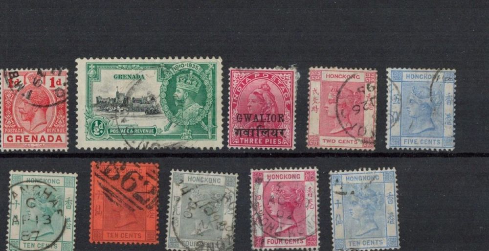 Lot 227: Grenada, Hong Kong Stockcard 10 Stamps. Est.