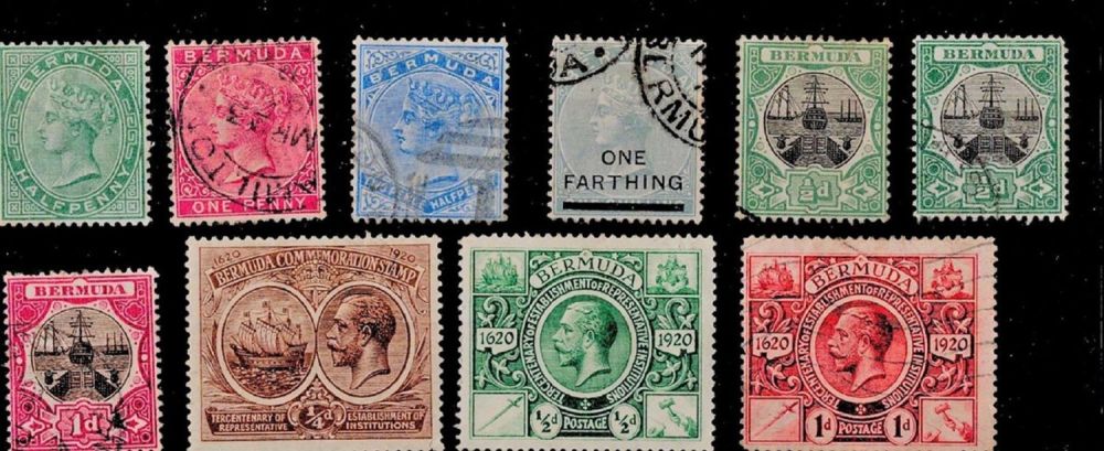 Lot 235: Bermuda Stockcard with 10 Old Stamps. Est.