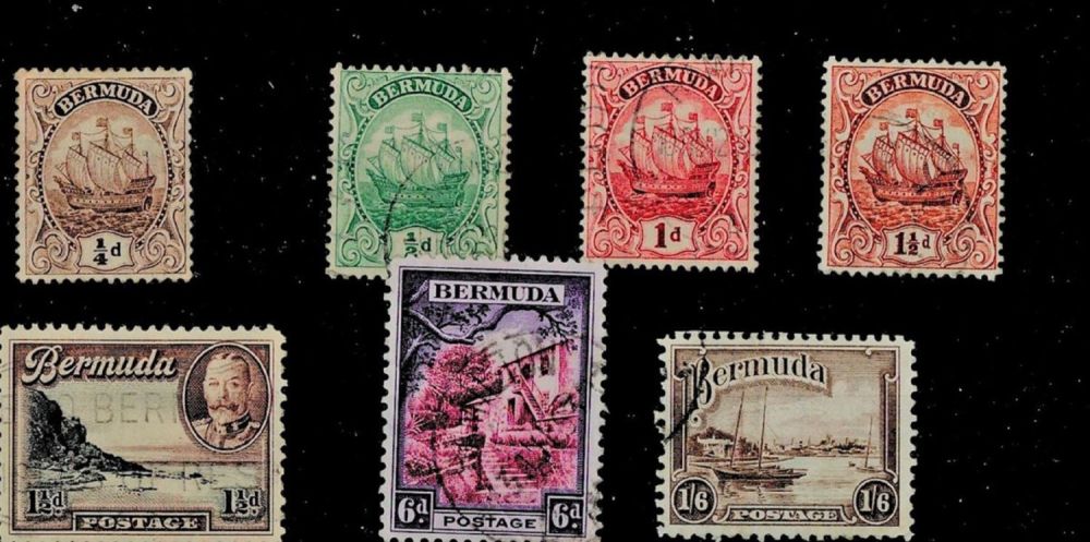 Lot 236: Bermuda Stockcard With 7 Old Stamps. Est.