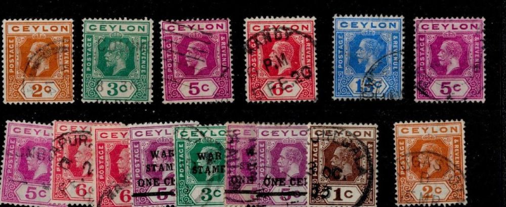Lot 239: Ceylon 15 GV Stamps Pre 1936 On Stockcard....